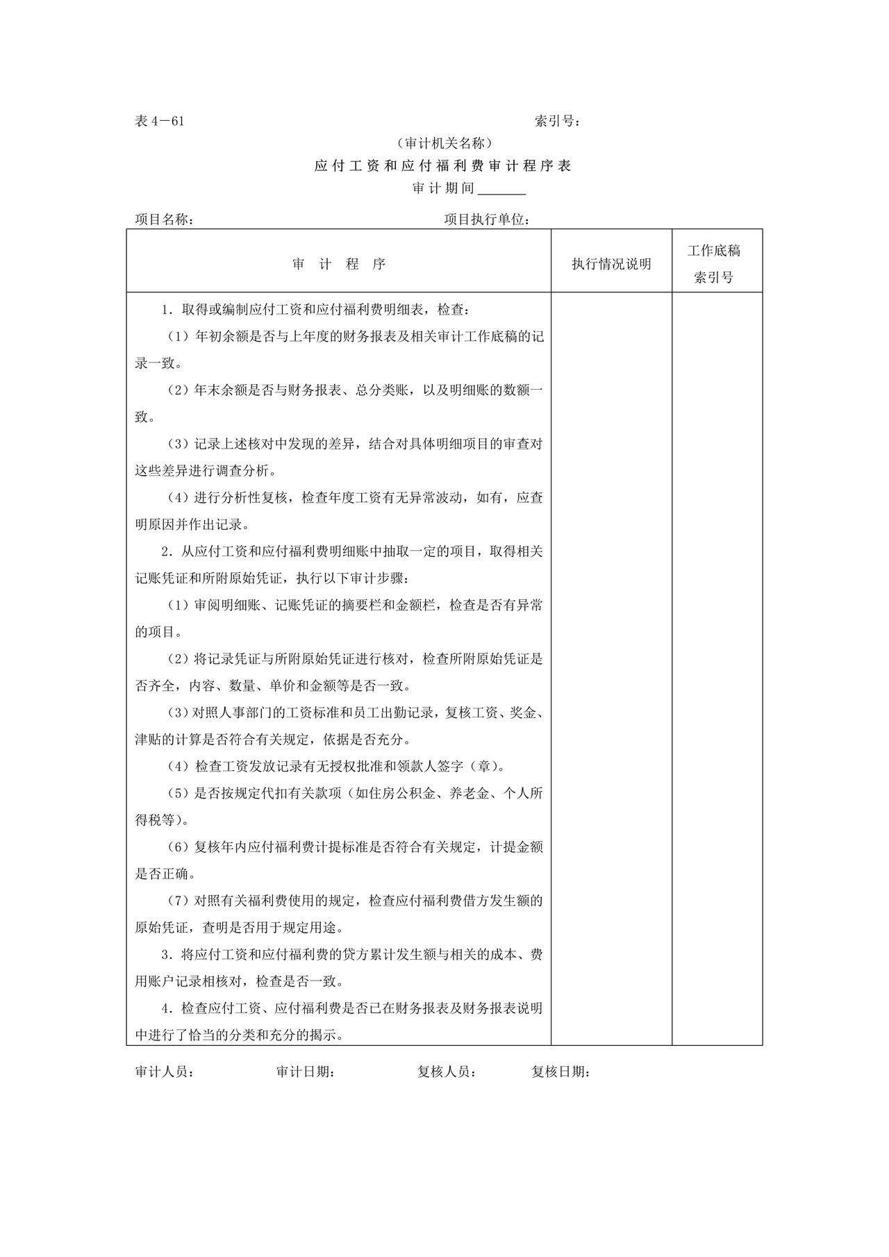 16应付款-2应付工资福利审计程序表