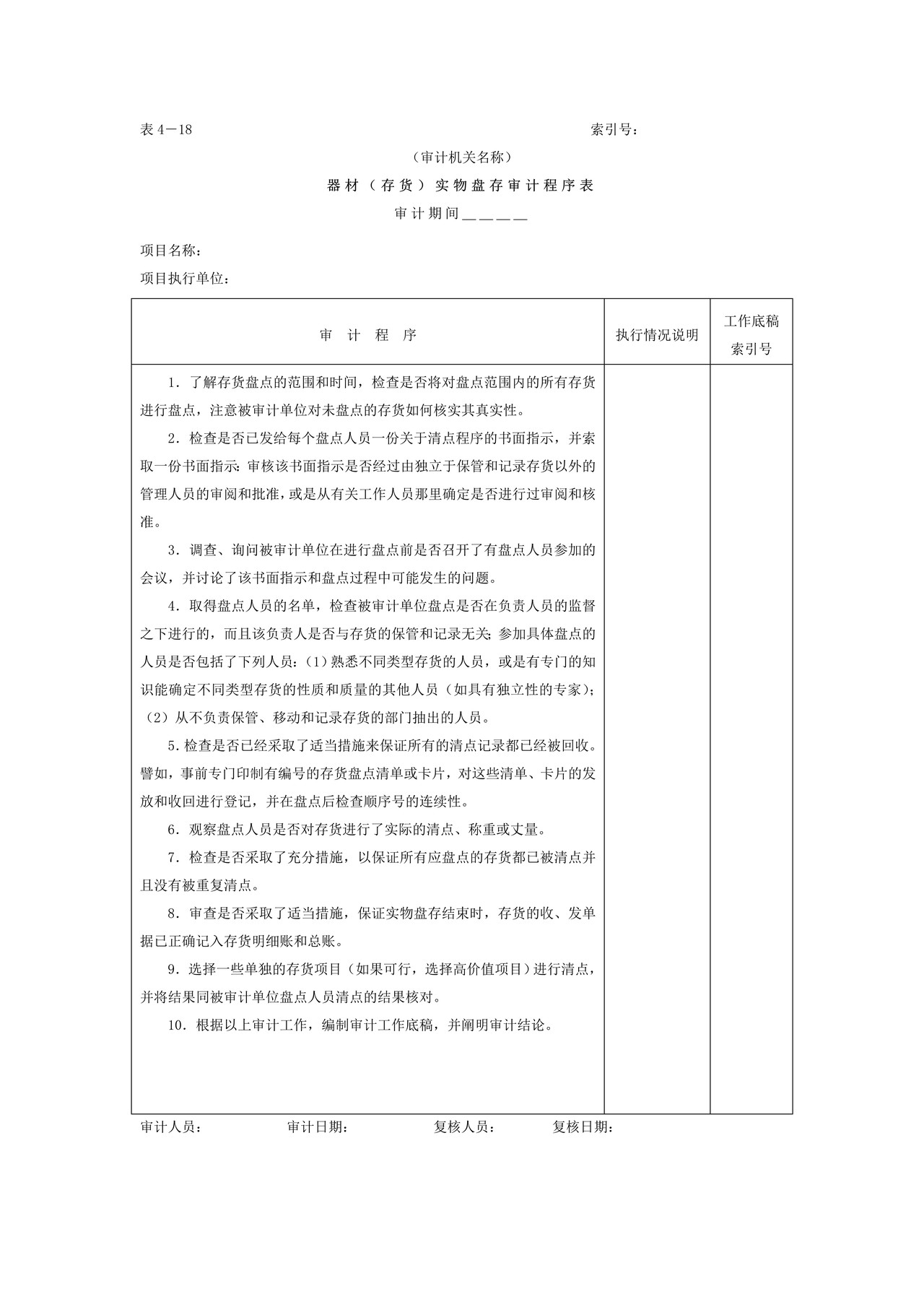 05存货-2器材实物盘存审计程序表
