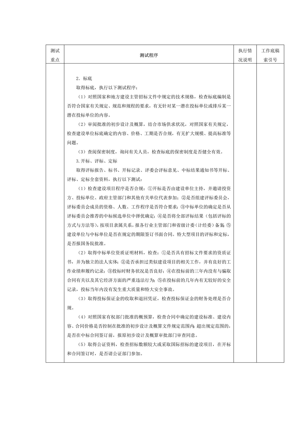 项目工程-2项目工程建设业务循环符合性测试程序表