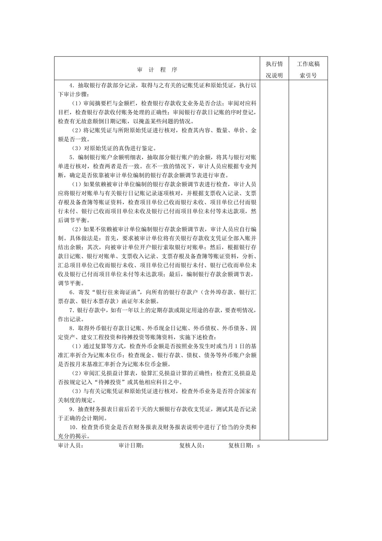 06货币资金-1货币资金审计程序表