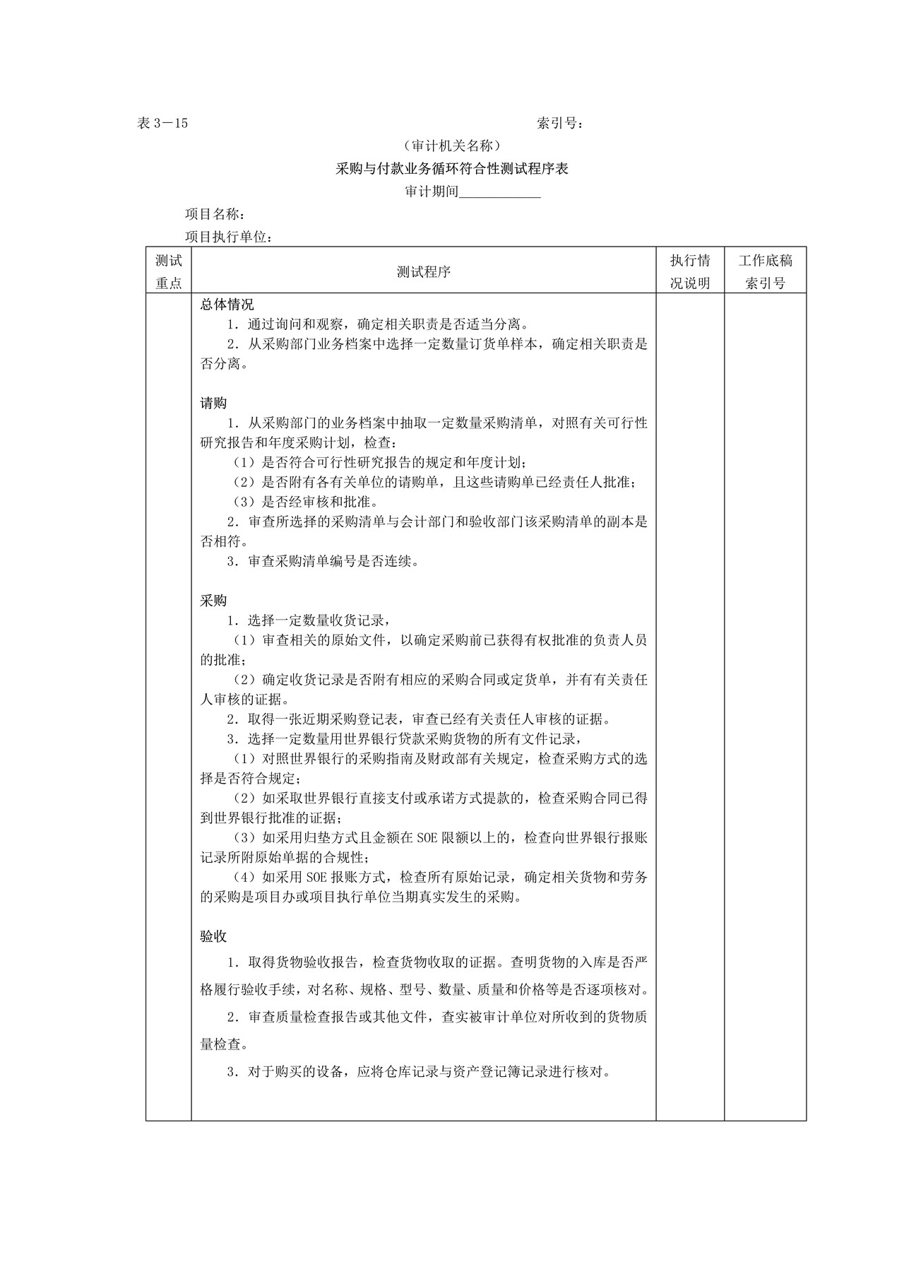采购与付款-2采购与付款业务循环符合性测试程序表