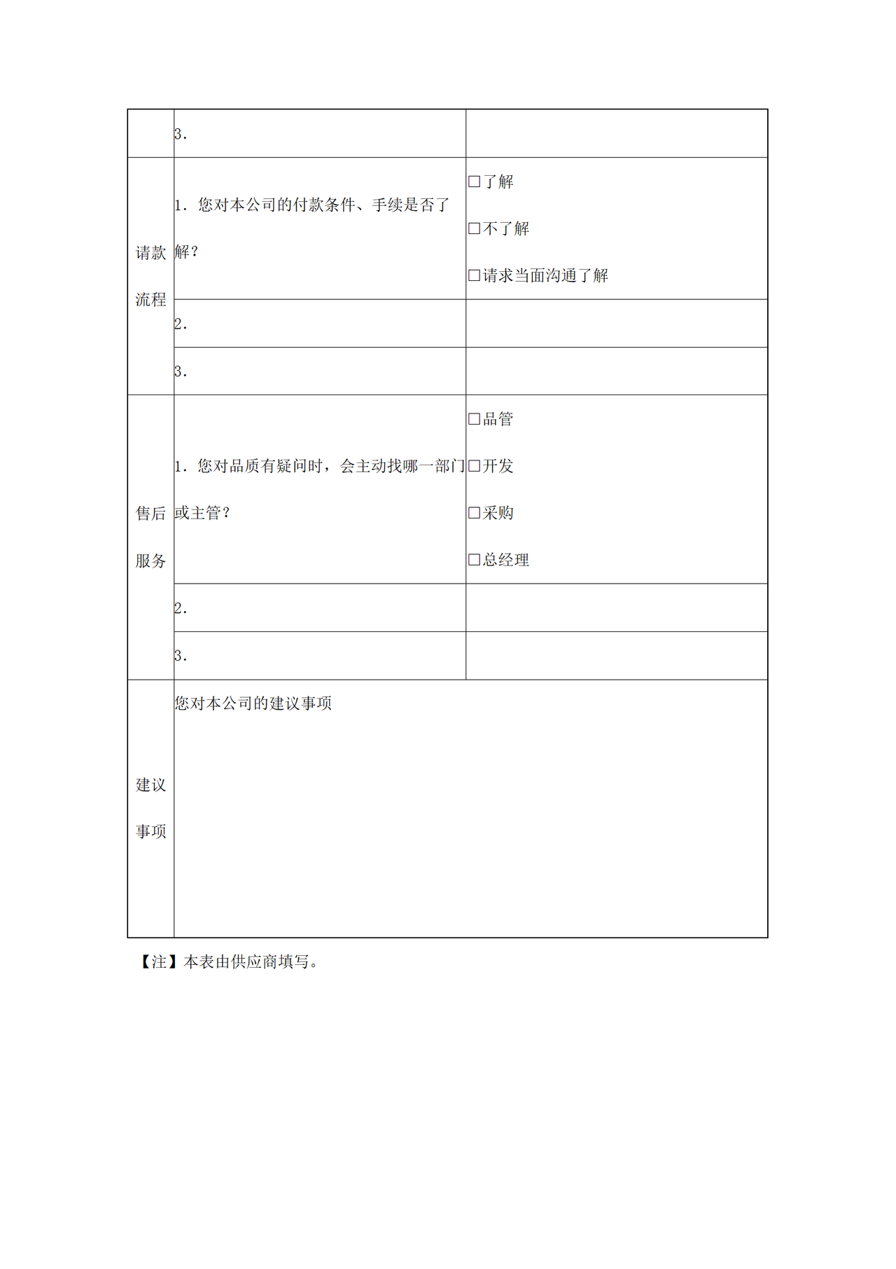 供应商问卷调查表