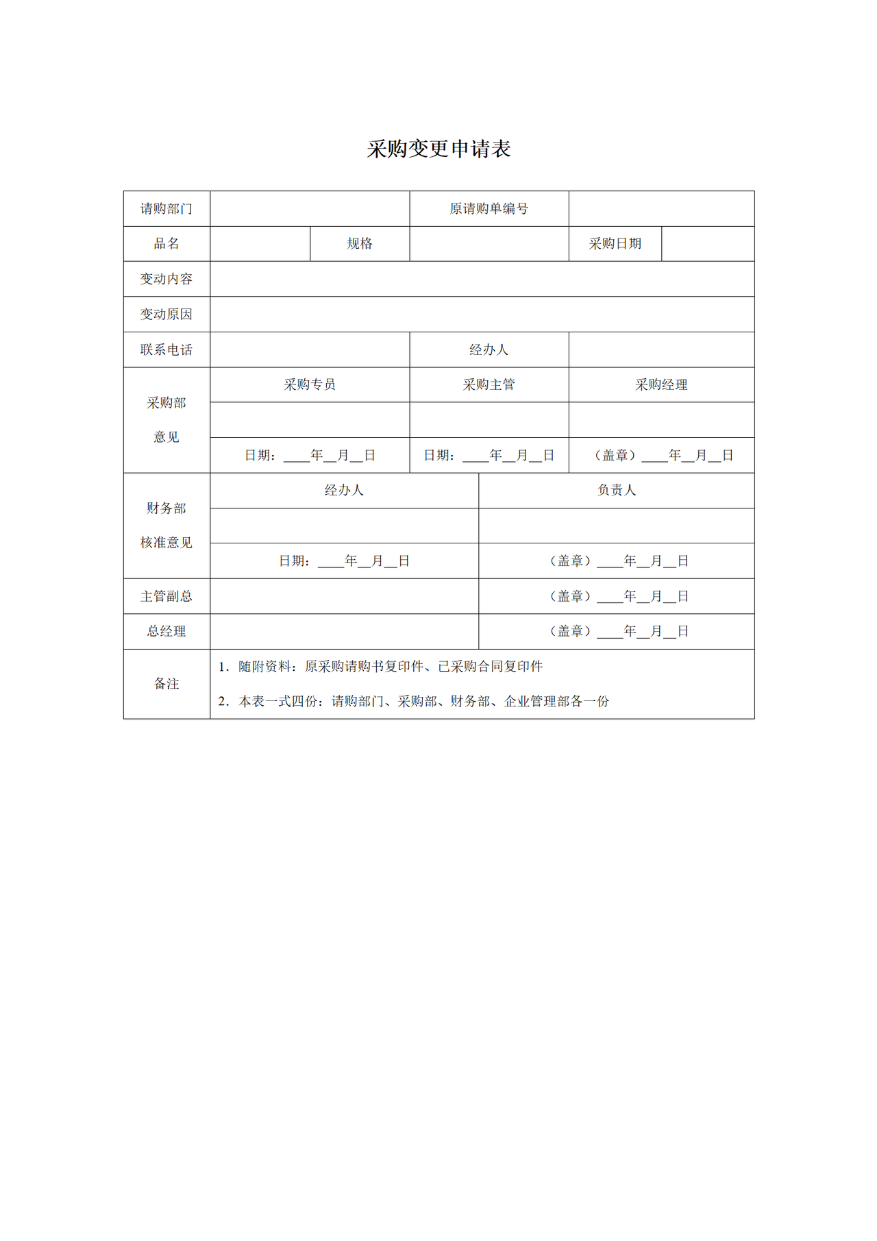 采购变更申请表