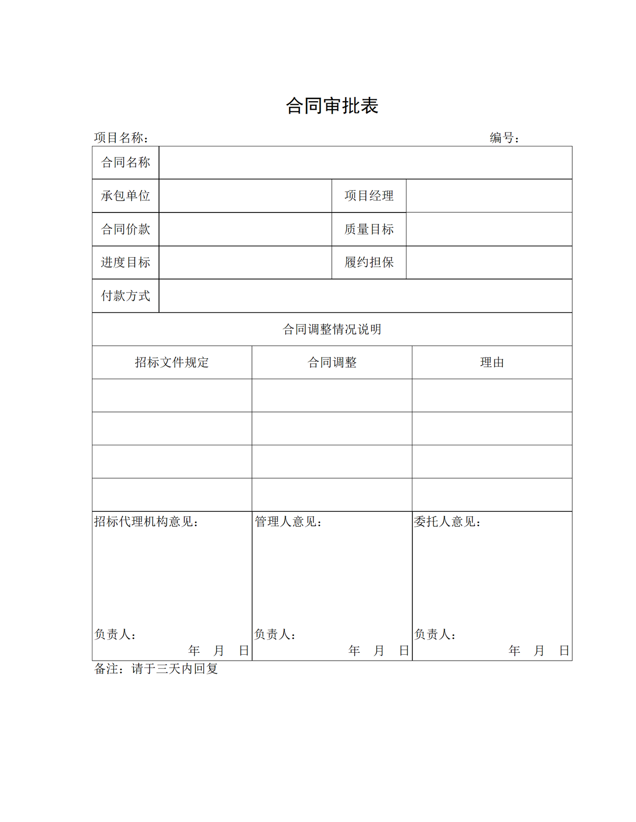 招标合同审批表