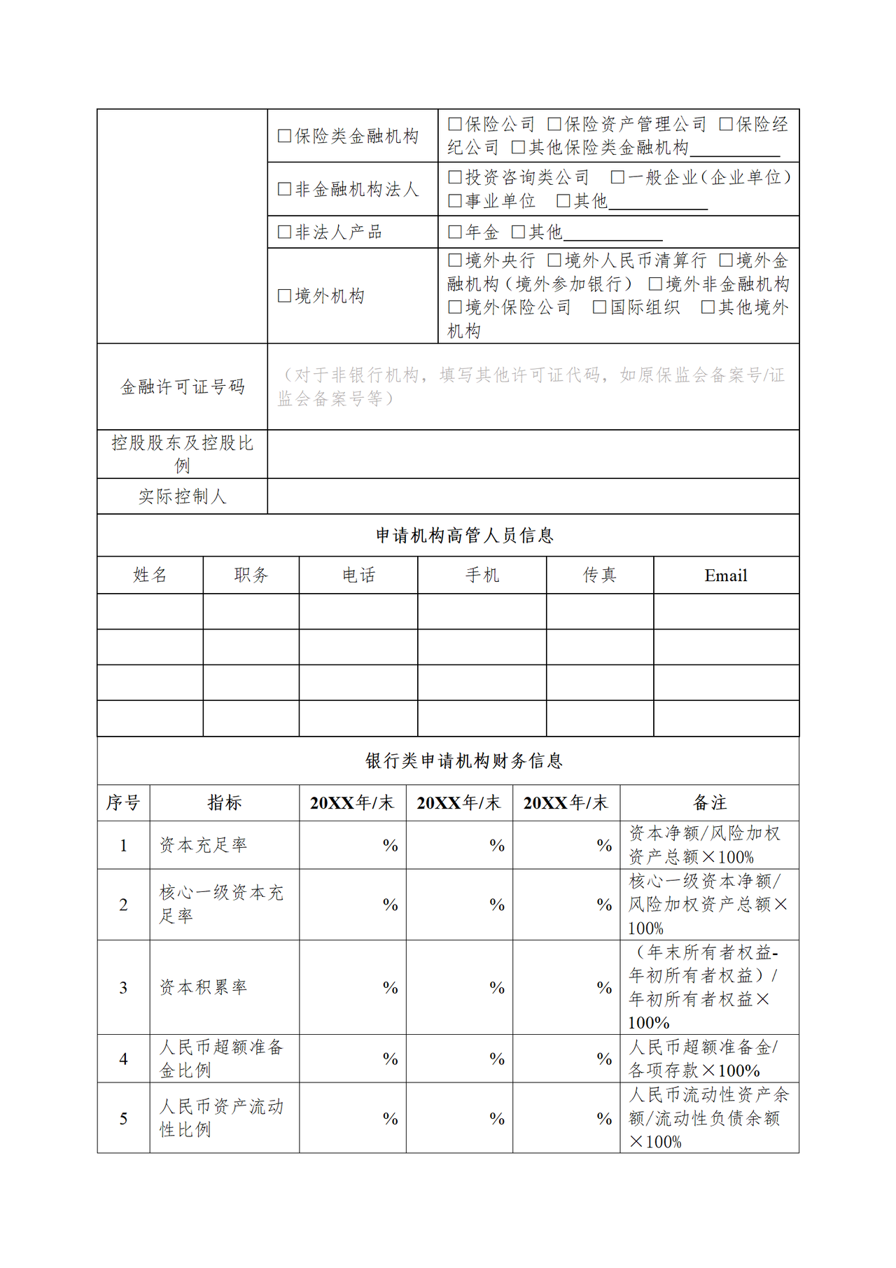 上海清算所清算会员基础信息表(A-1-2)