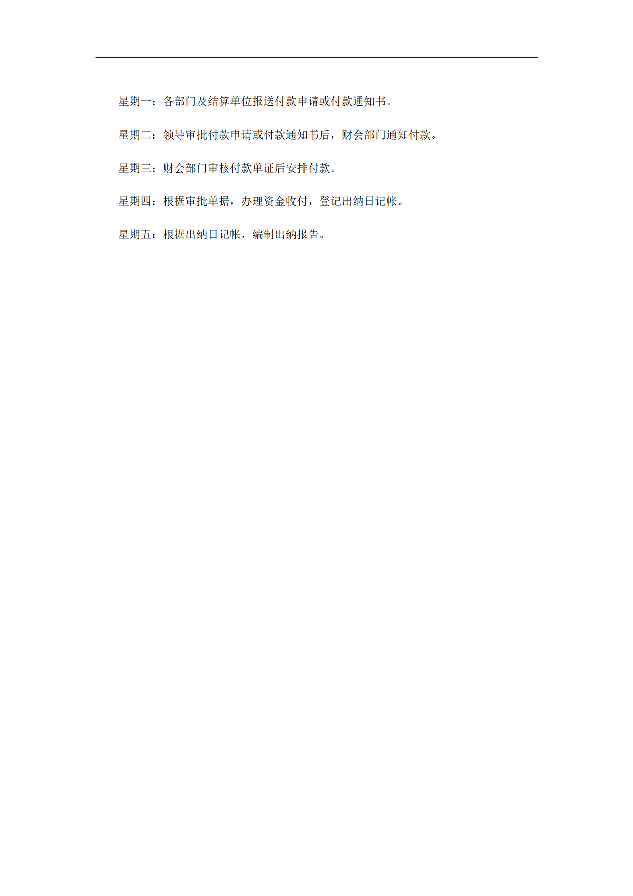 出纳员日常工作流程表