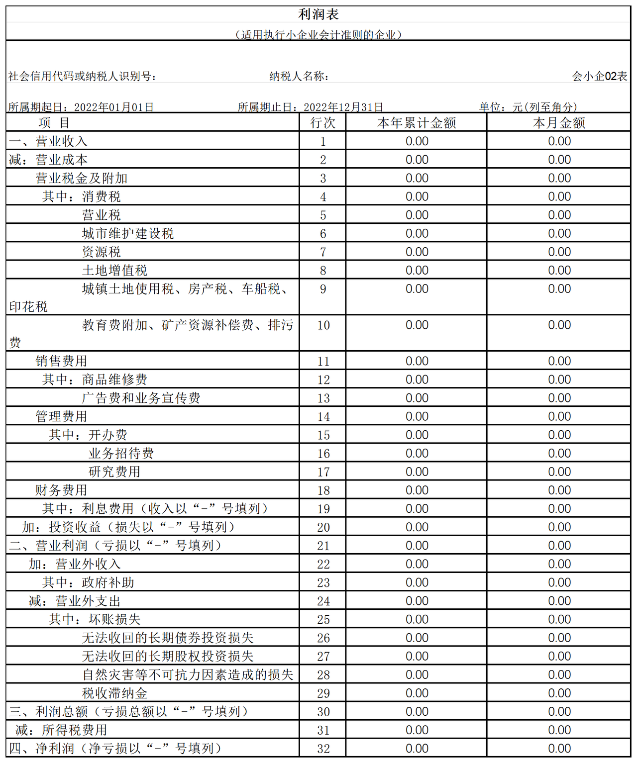 执行小会计准则财务报表
