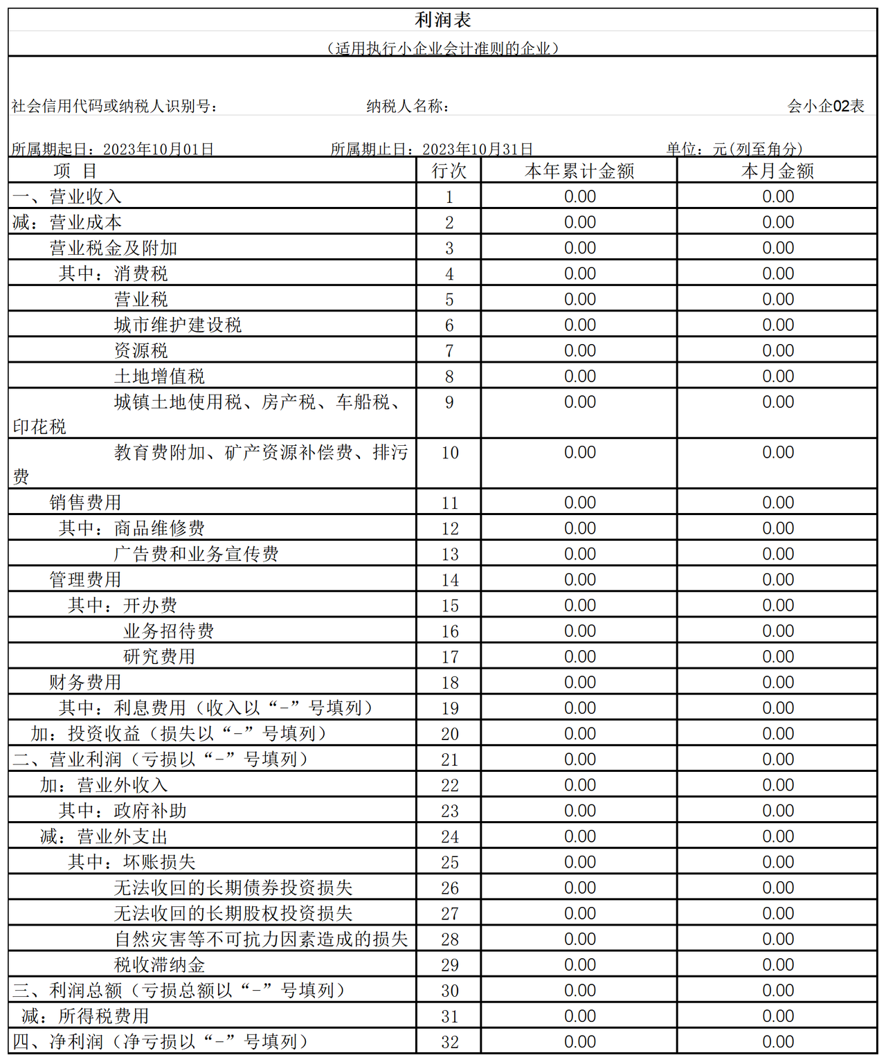 执行小会计准则财务报表