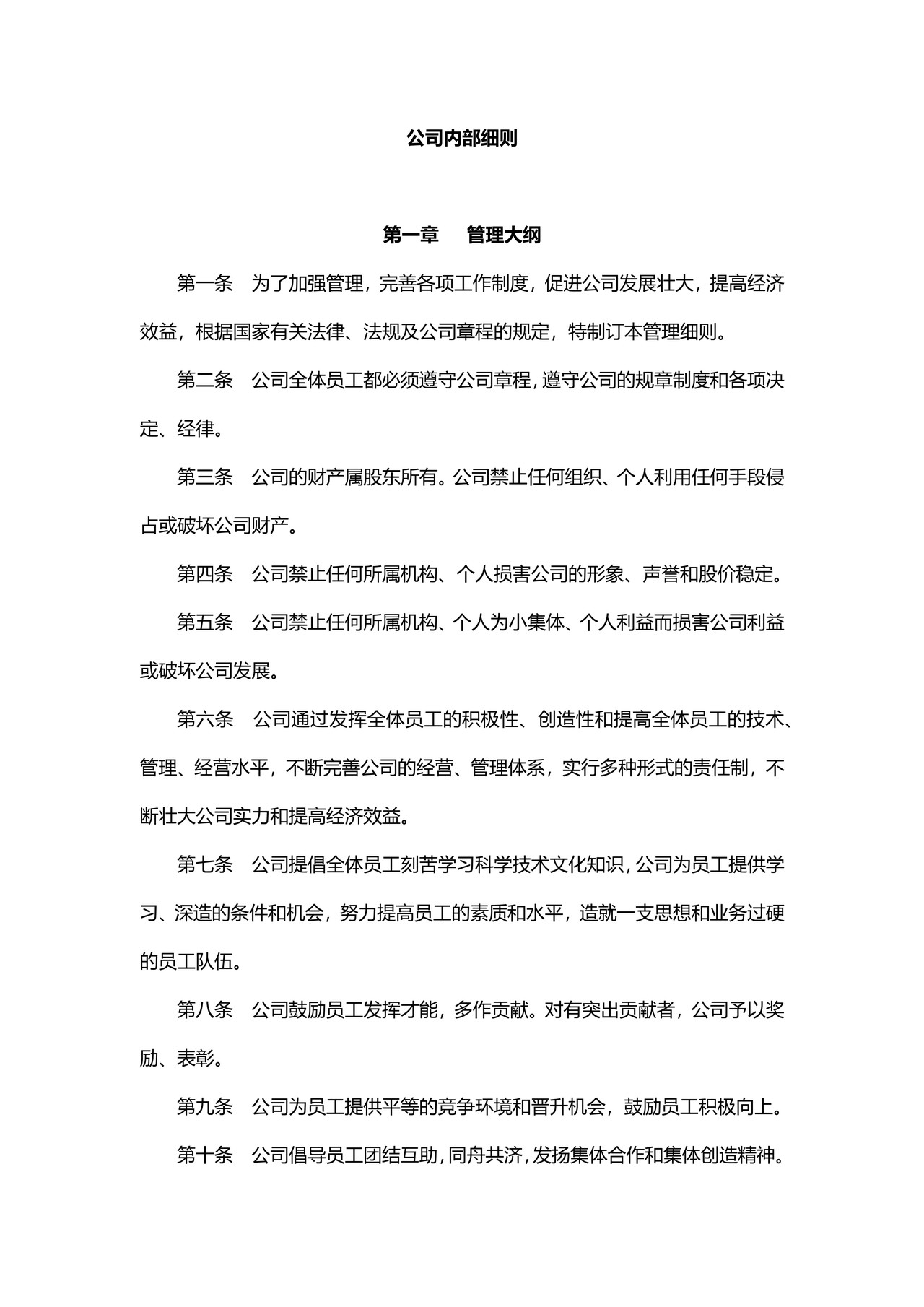 公司内部管理细则