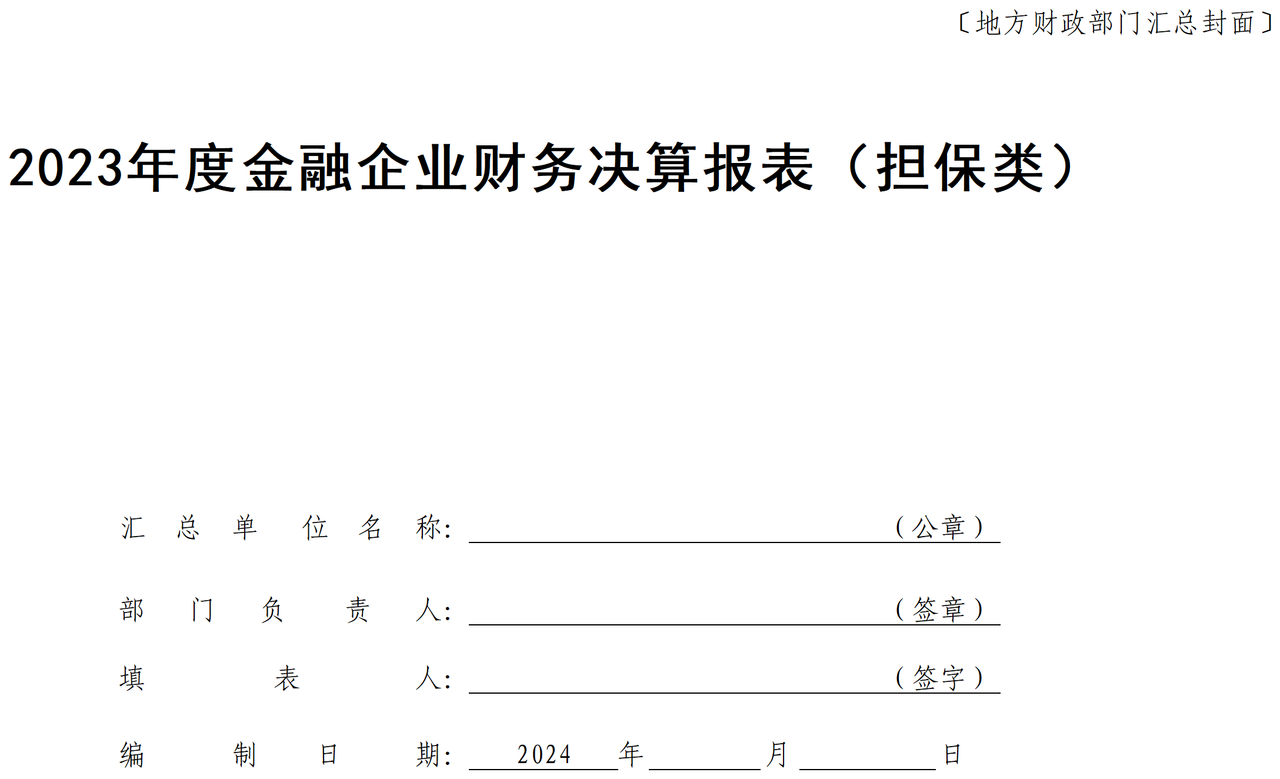 2023年度金融企业财务决算报表（担保类）