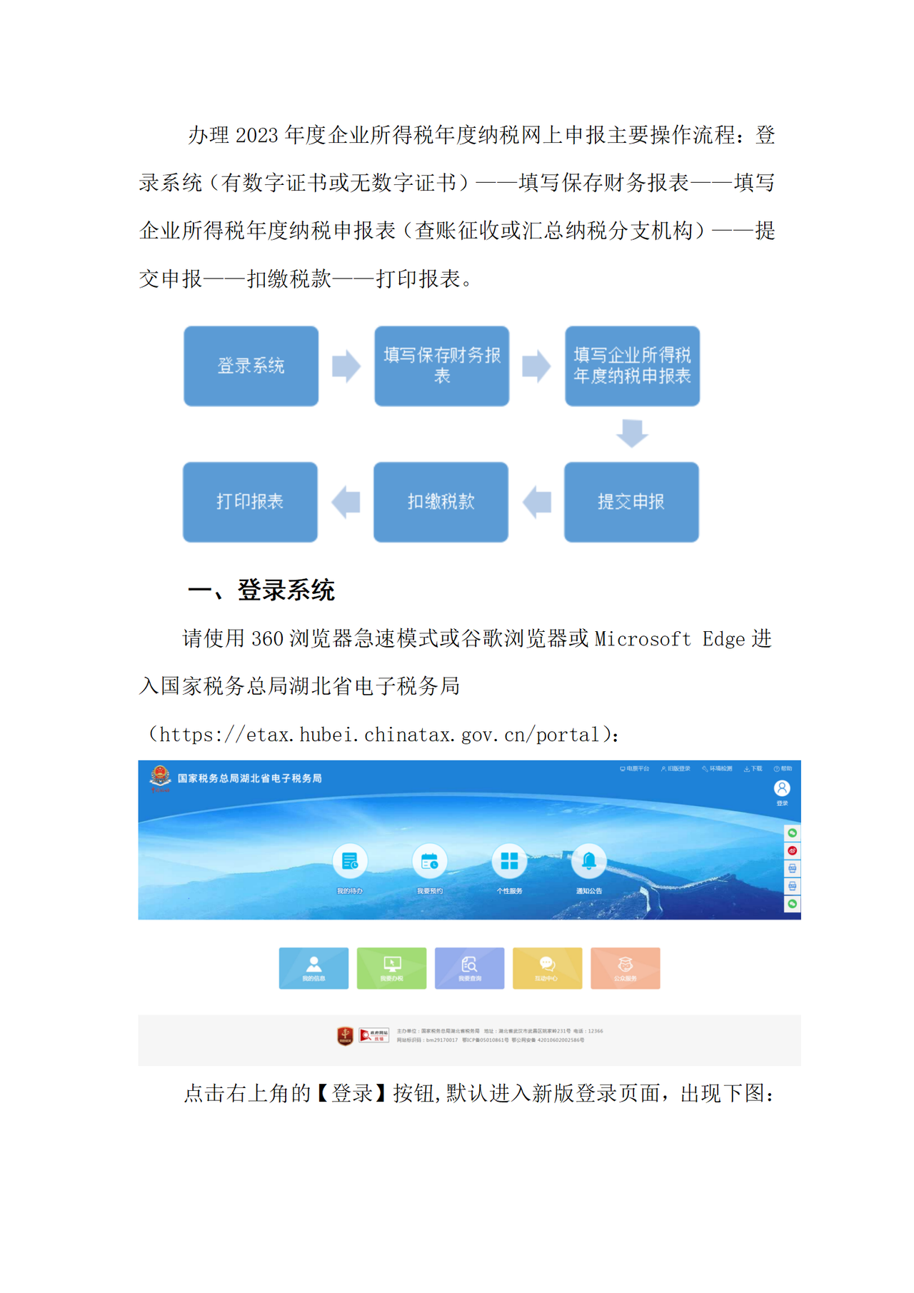 湖北省税务局2023年度企业所得税年度纳税网上申报操作指引（适用于汇总纳税的分支机构）