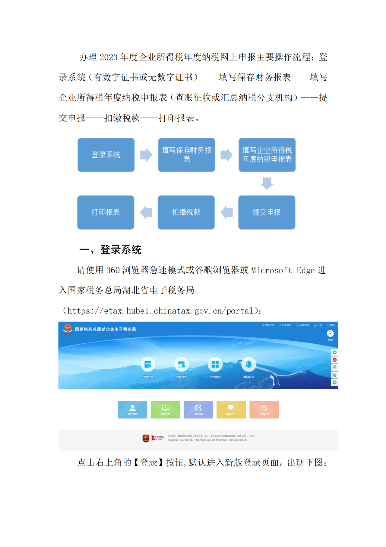 湖北省税务局2023年度企业所得税年度纳税网上申报操作指引(适用于汇总纳税的分支机构)