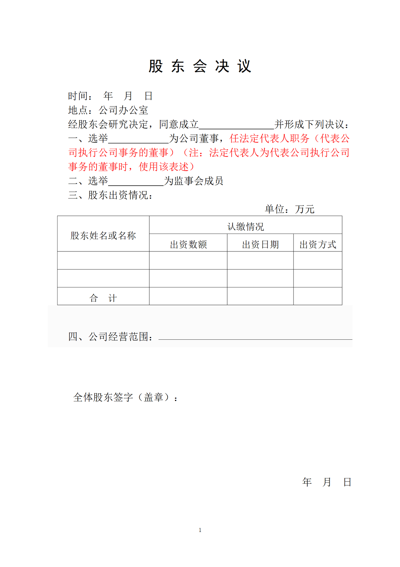 多人有限公司章程范本-董事1人-经理1人、设监事会