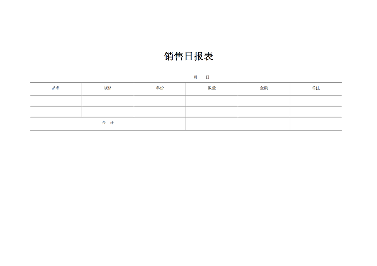 销售日报表