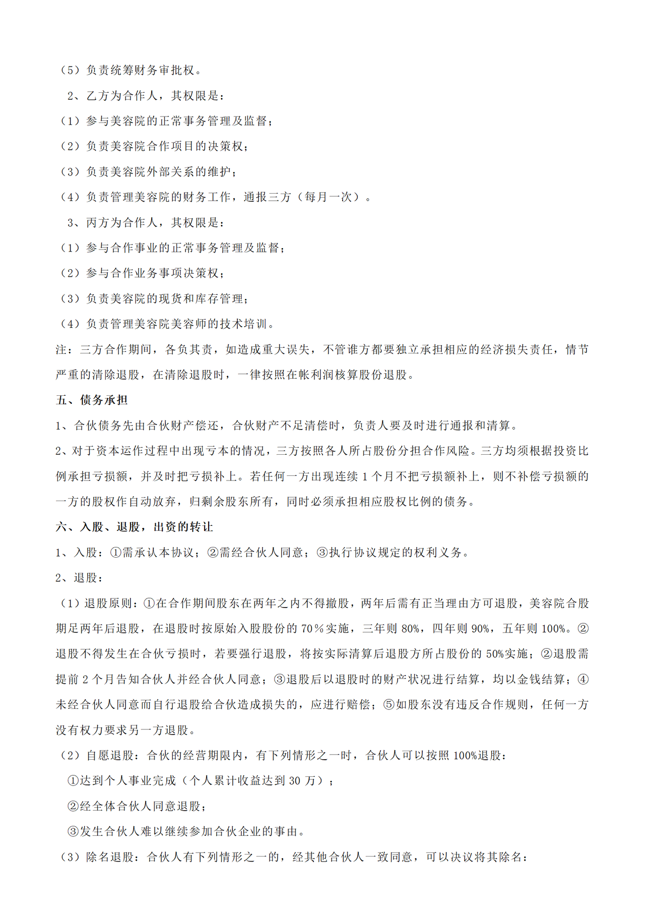 美容院合作协议