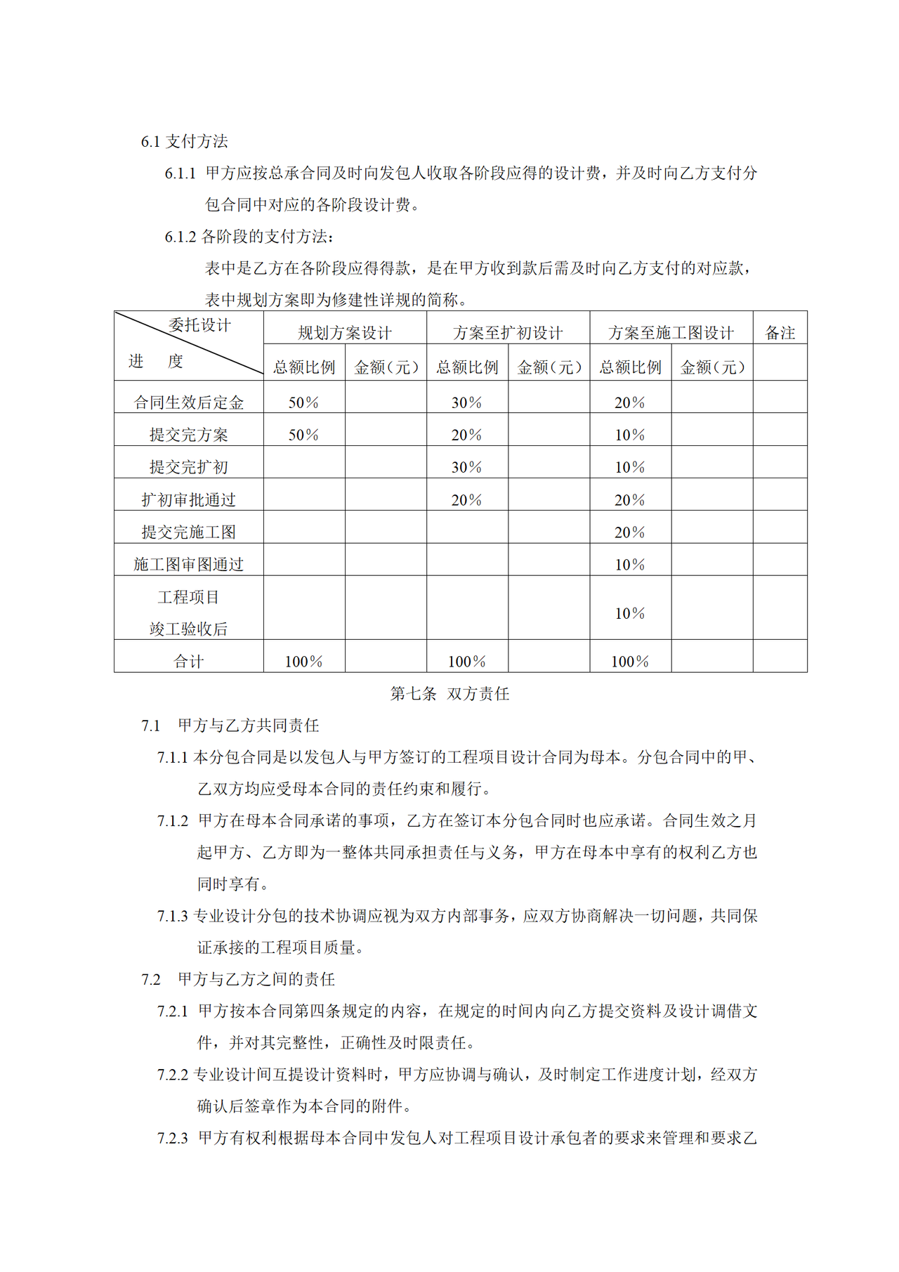 建设工程设计分包合同