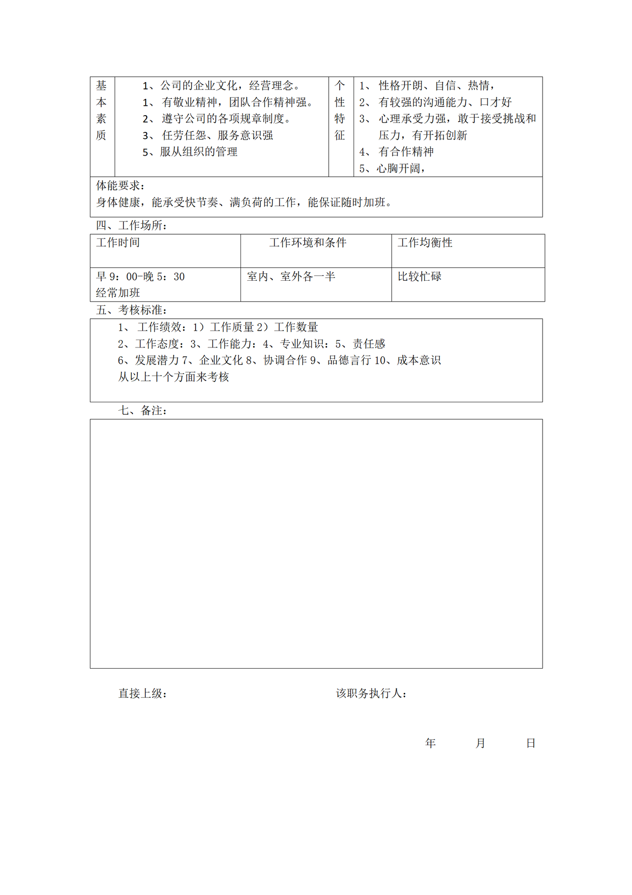 消费品部现场支持工程师职务说明书