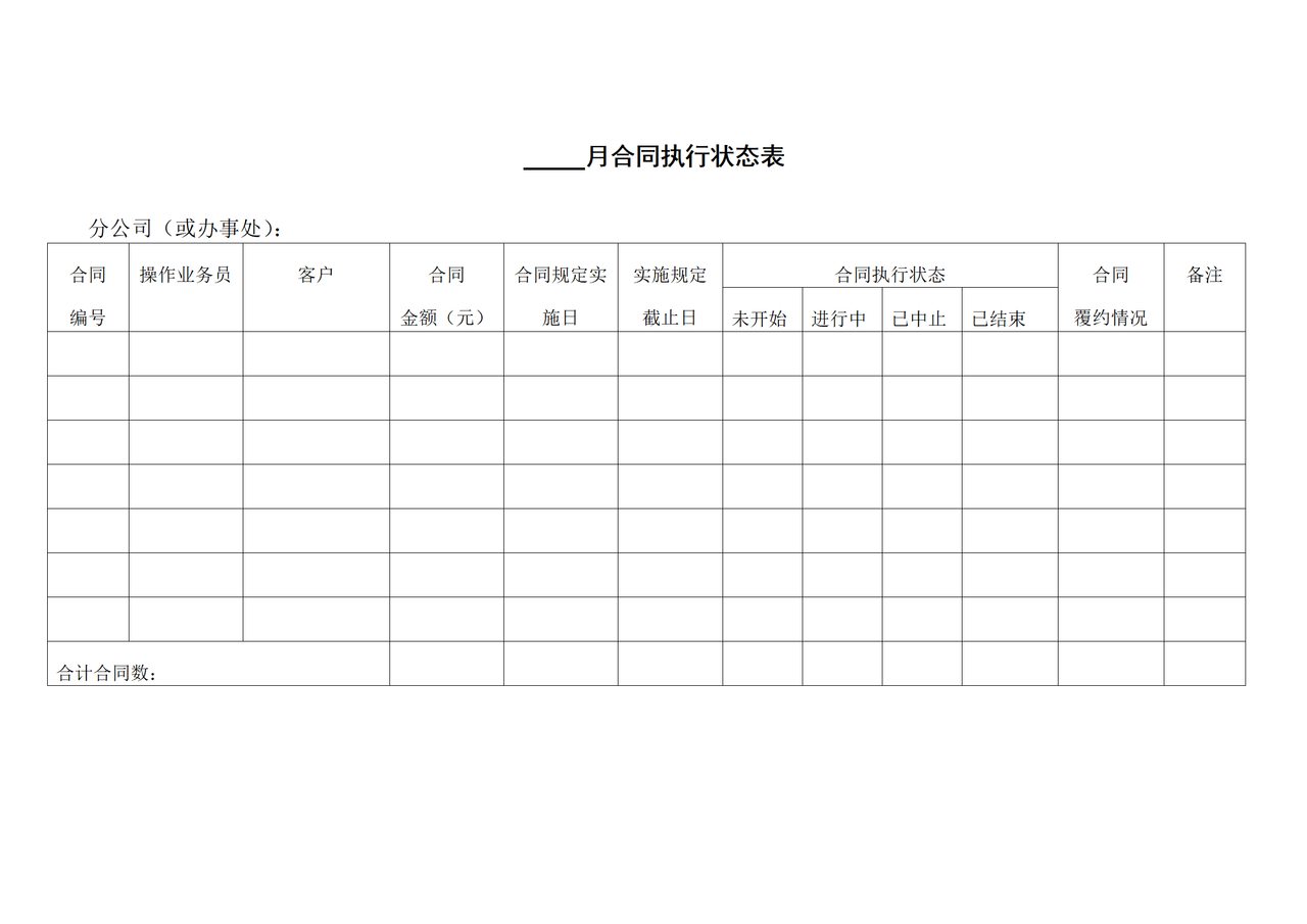 合同执行状态表