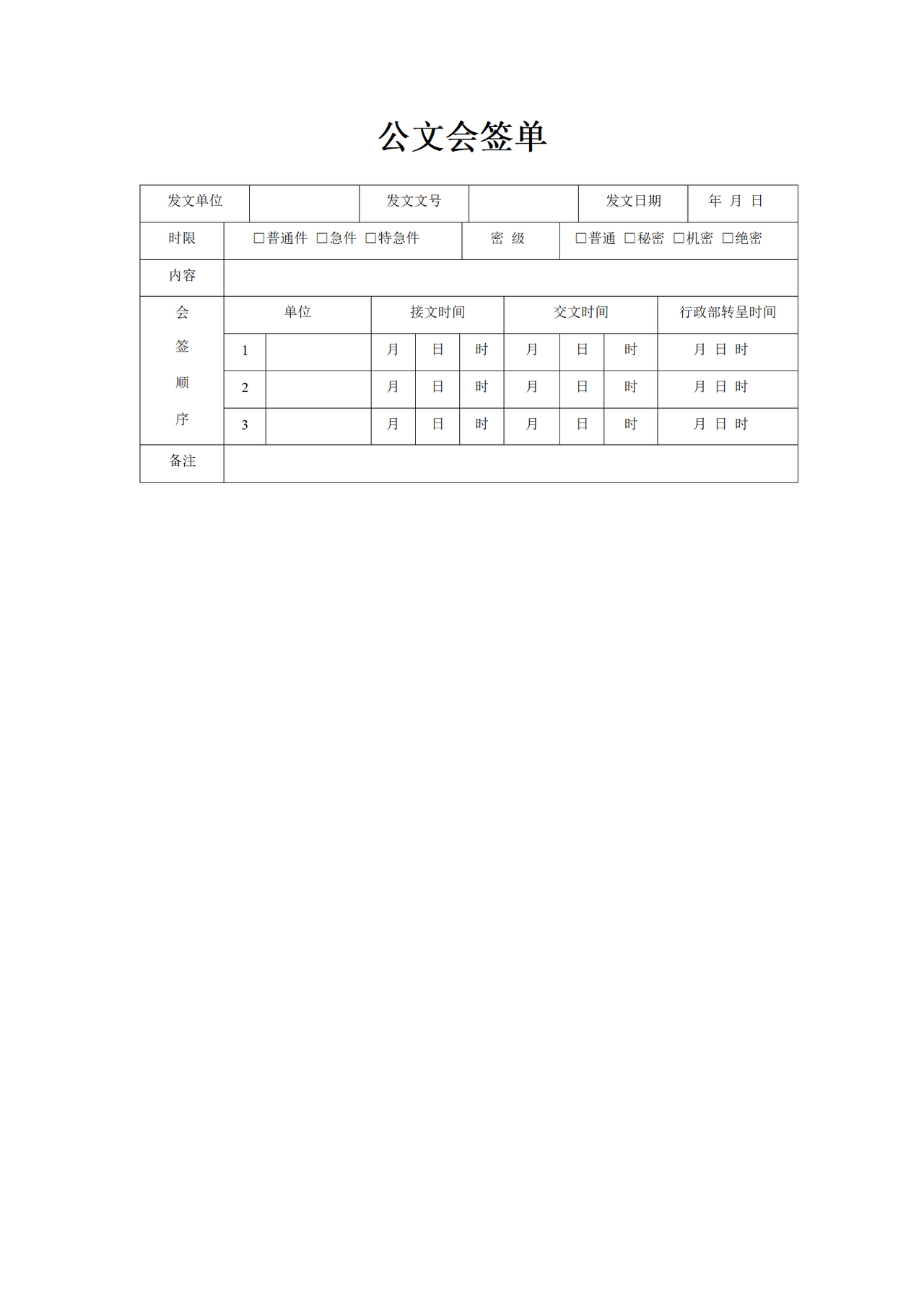 公文会签单