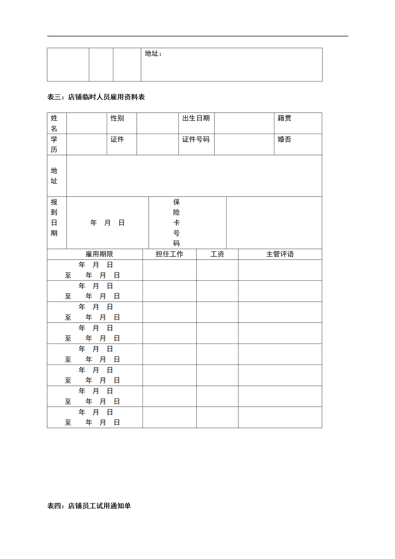 服装店面管理表格大全 22个