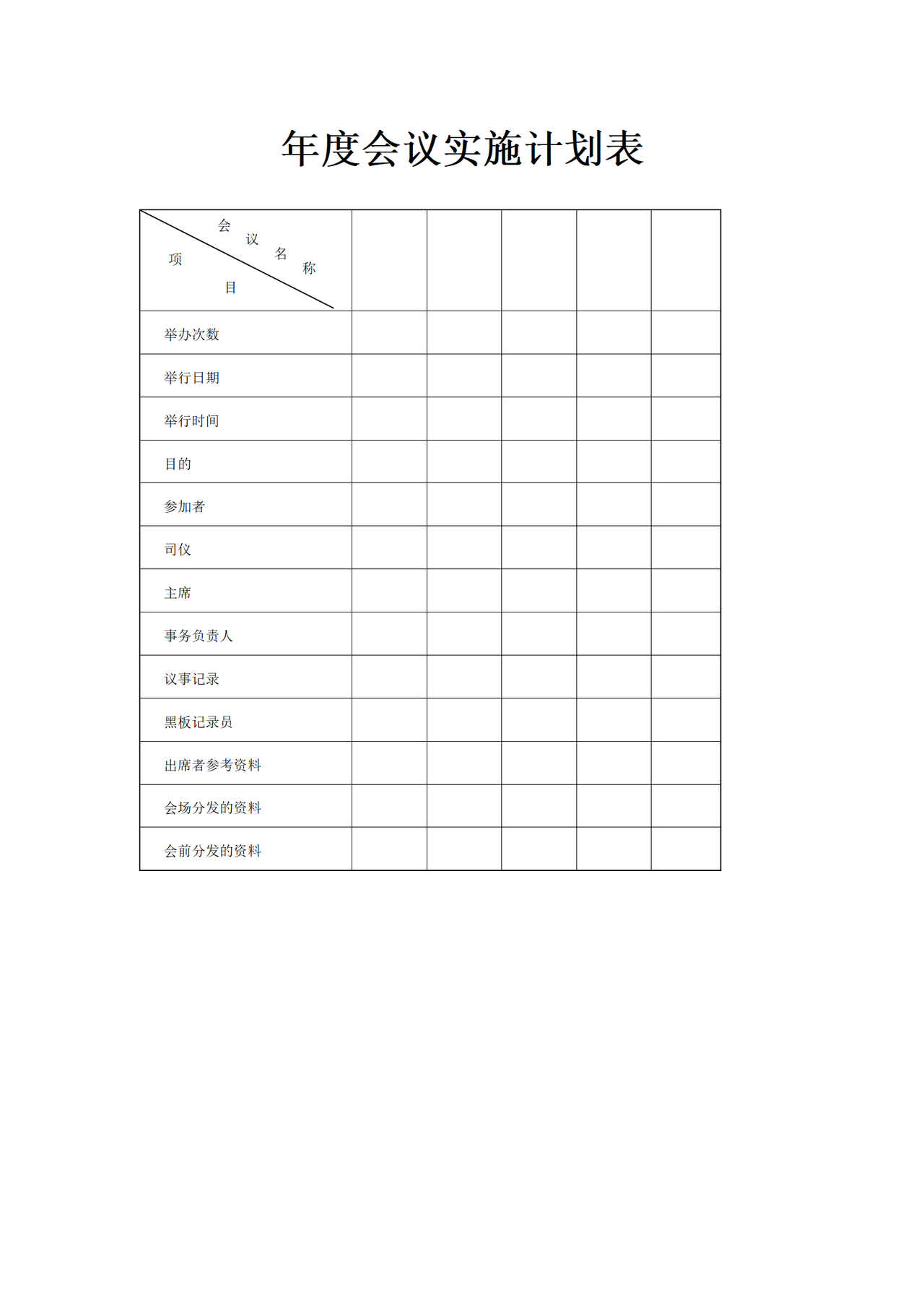 年度会议实施计划表