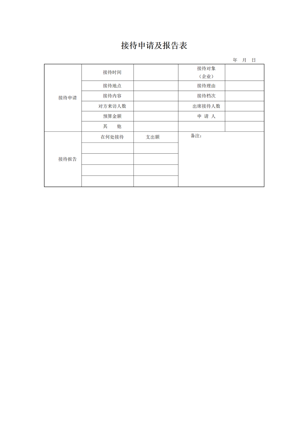 接待申请及报告表