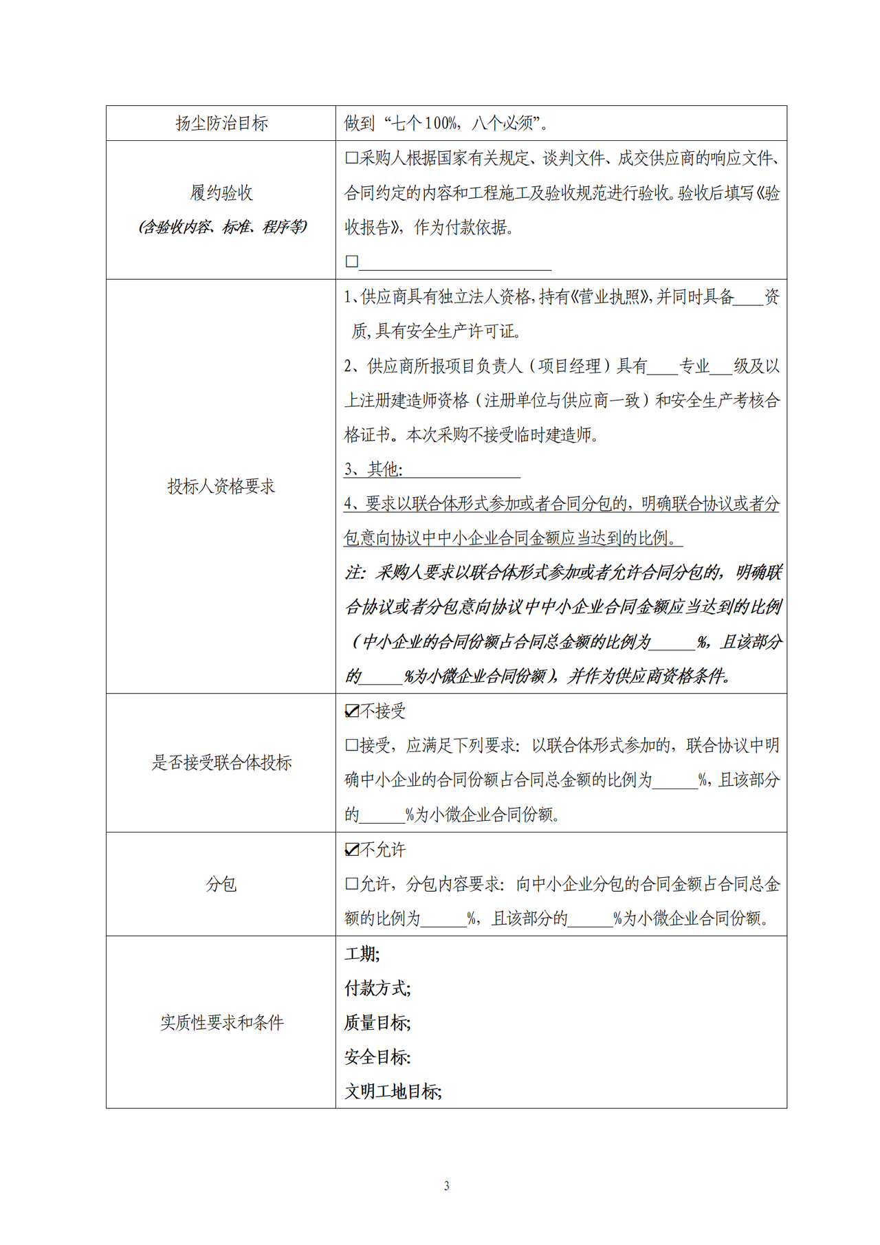 洛阳市采购需求表(工程)