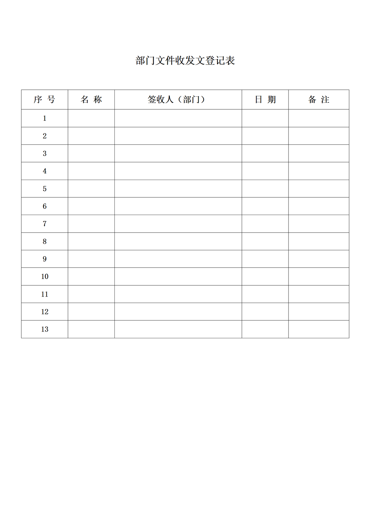 部门文件收发文登记表