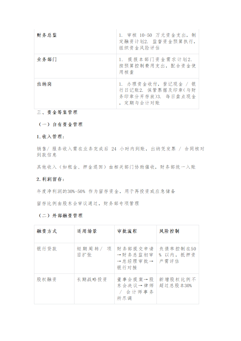 中小微企业资金管理制度