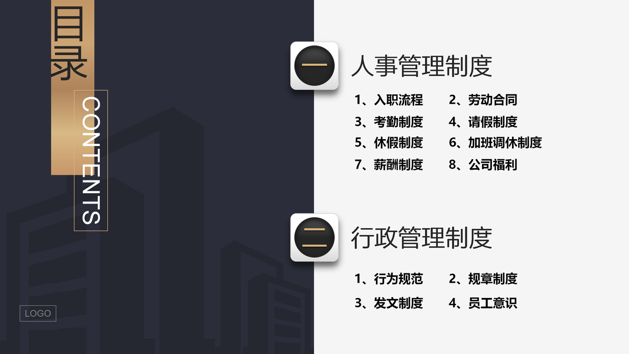 黑色小清新员工入职制度培训