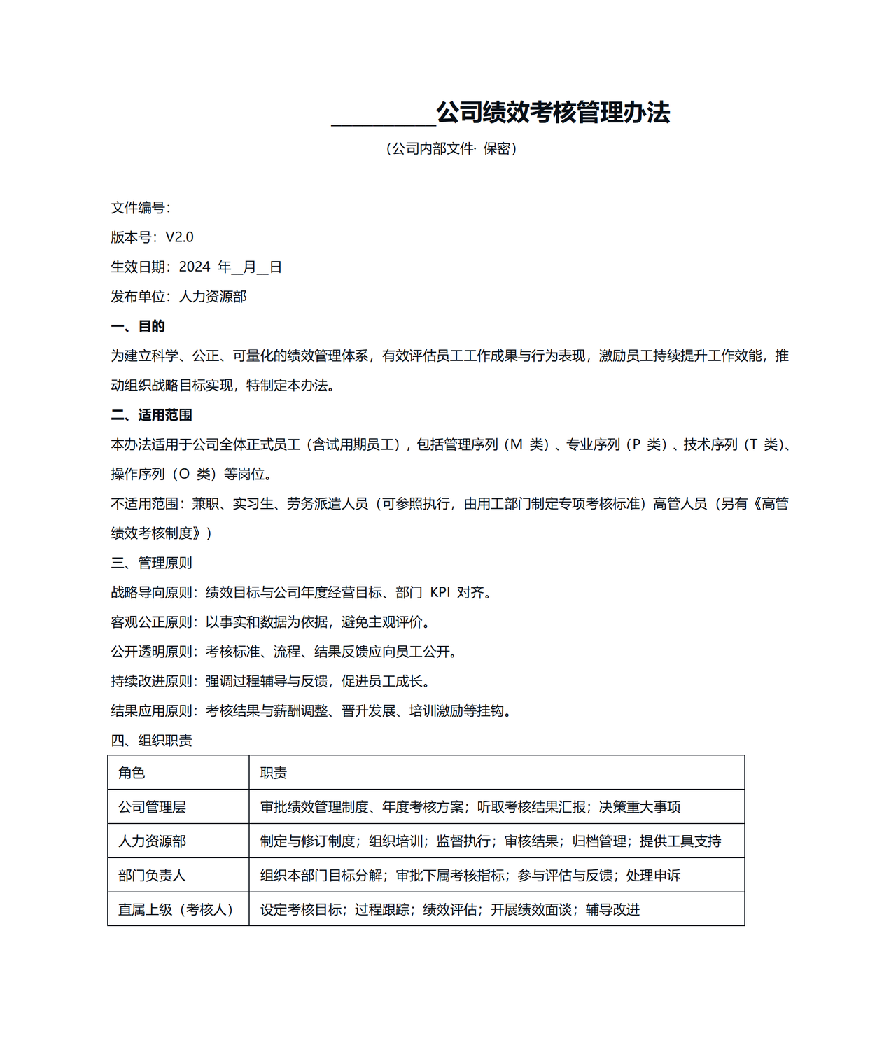 __________公司绩效考核管理办法