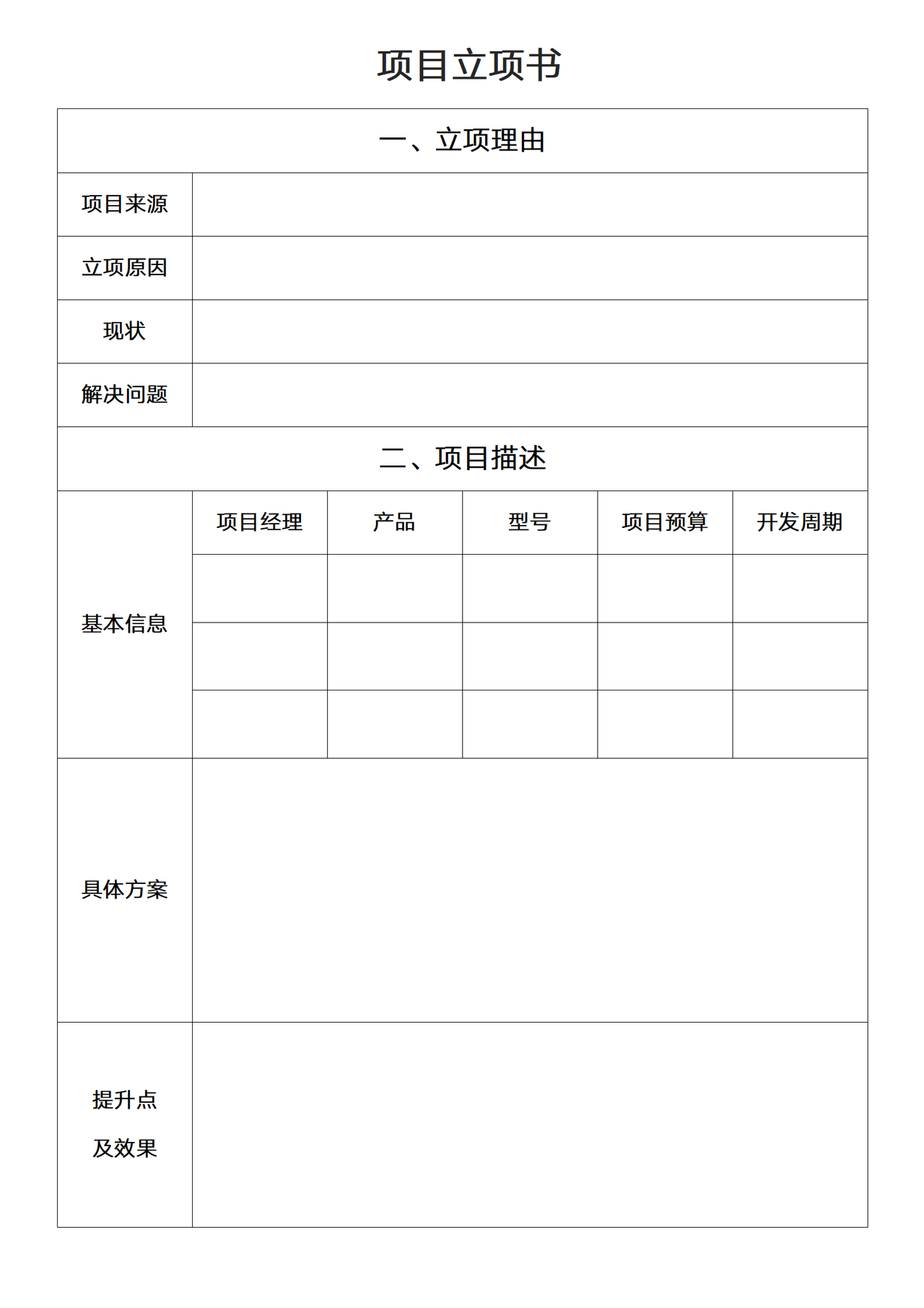 项目立项书