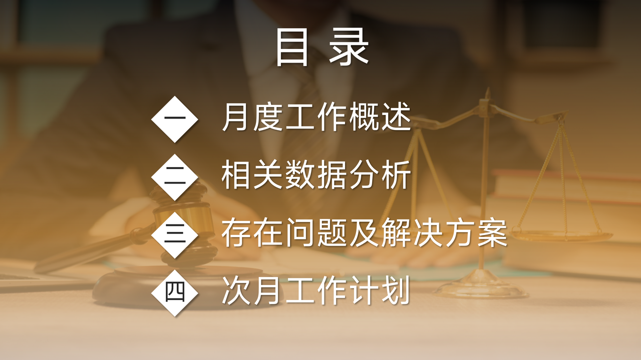 黄色简约风法律行业月度总结
